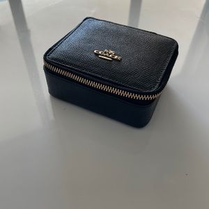 New Coach black leather jewelry travel case